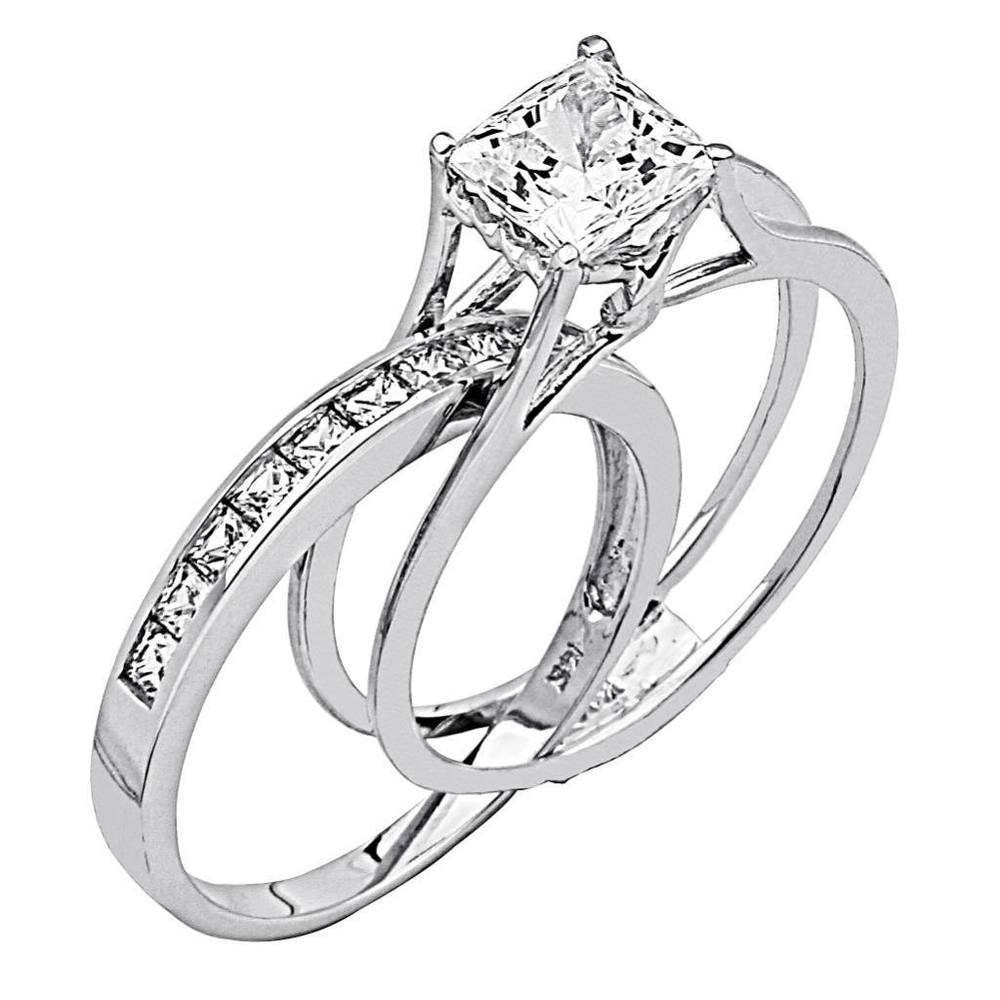 Wedding Ring
 2 Ct Princess Cut 2 Piece Engagement Wedding Ring Band Set