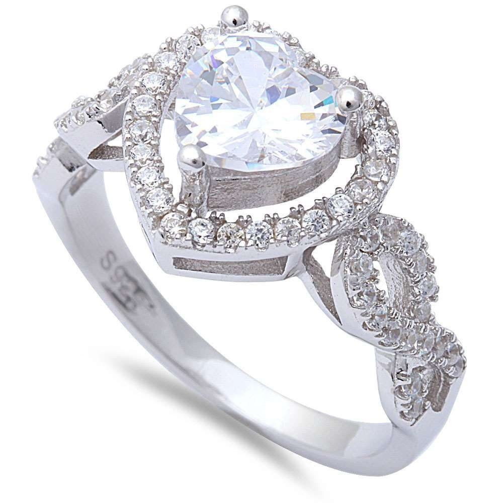 Wedding Ring
 Halo Infinity Shank Wedding Engagement Ring Sterling