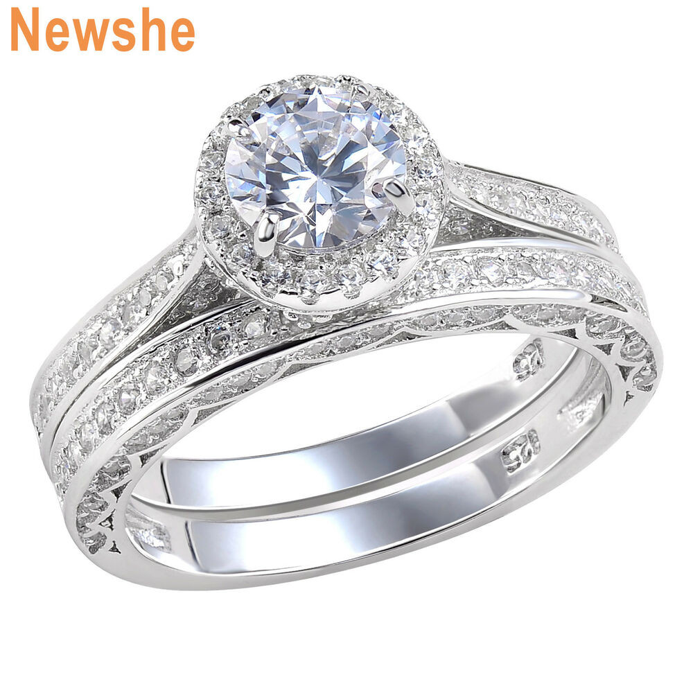 Wedding Ring
 Round CZ 925 Sterling Silver White Gold Plated Wedding