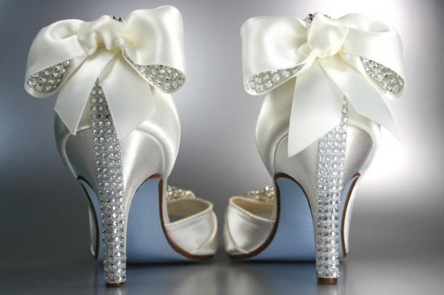 Wedding Shoes With Bow
 Wedding Shoes Light Ivory Peep Toe Wedding Shoes With