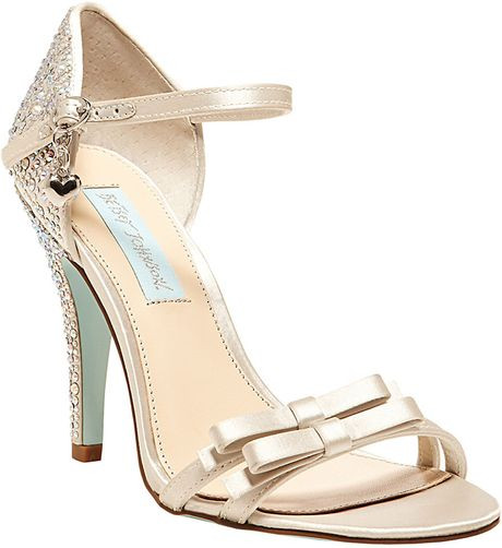 Wedding Shoes With Bow
 Betsey Johnson Bow Satin And Rhinestone Heels in White
