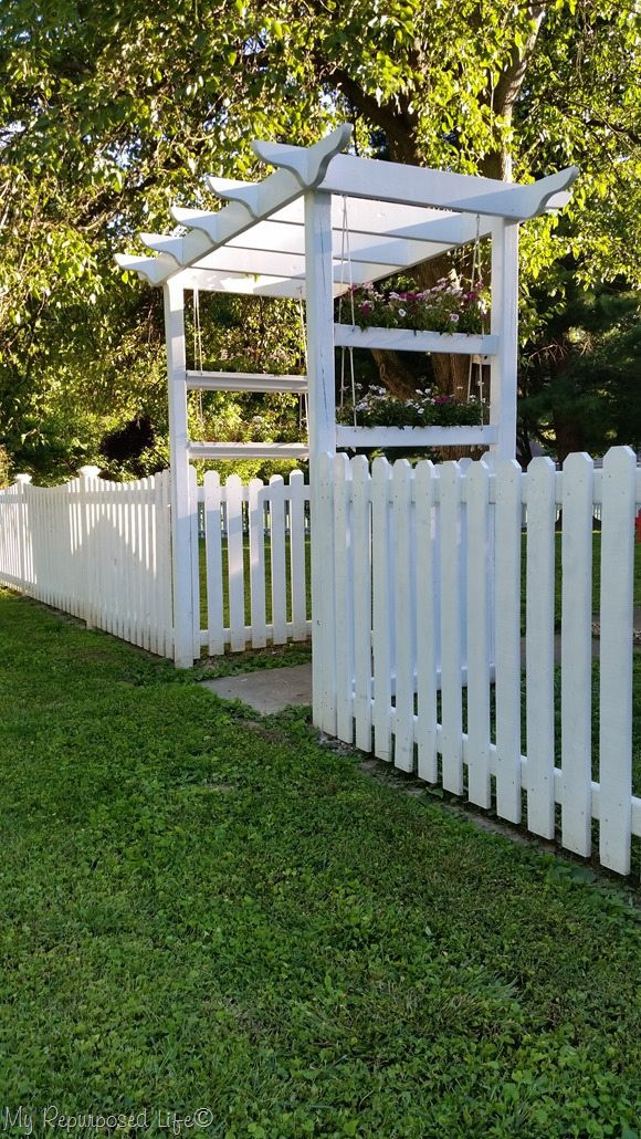 White Backyard Fence
 White Picket Fence is DONE My Repurposed Life™