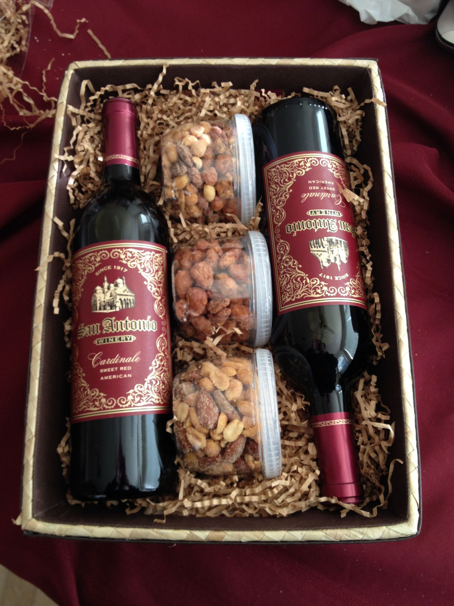 Wine Gift Basket Ideas To Make
 Wine Gift Basket Nuts are a good idea to add to the wine