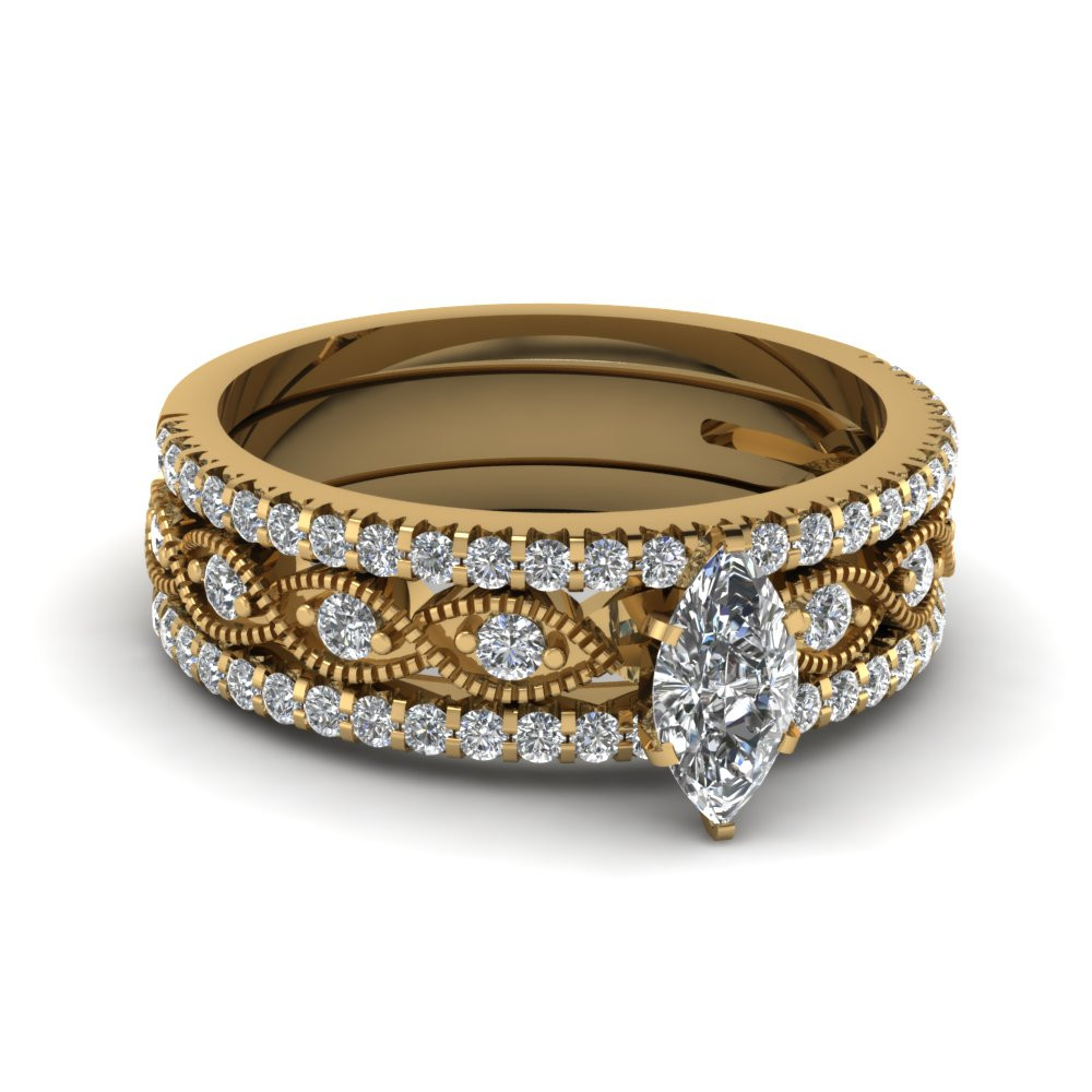 Yellow Gold Wedding Ring Sets
 Browse Our 18k Yellow Gold Trio Wedding Ring Sets