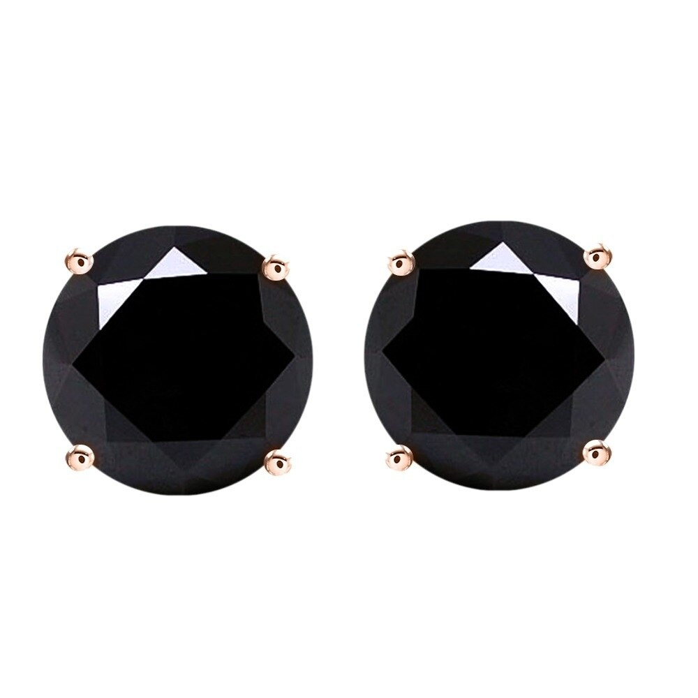 1 Carat Black Diamond Earrings
 1 4 Carat Round Cut Black VVS1 Diamond Stud Earrings In