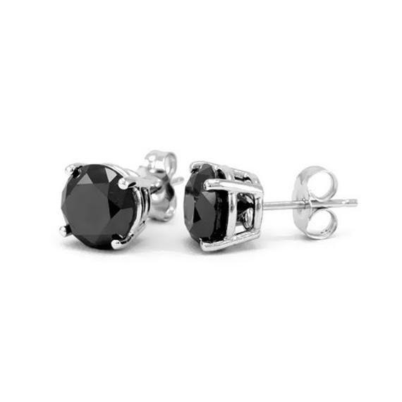 1 Carat Black Diamond Earrings
 1 Carat Black Diamond Stud Earrings 14k White Gold Basket