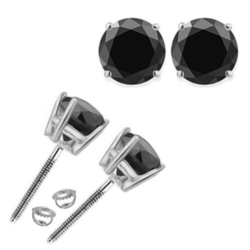 1 Carat Black Diamond Earrings
 1 5 Carat Natural Black Diamond Screwback Solitaire Stud