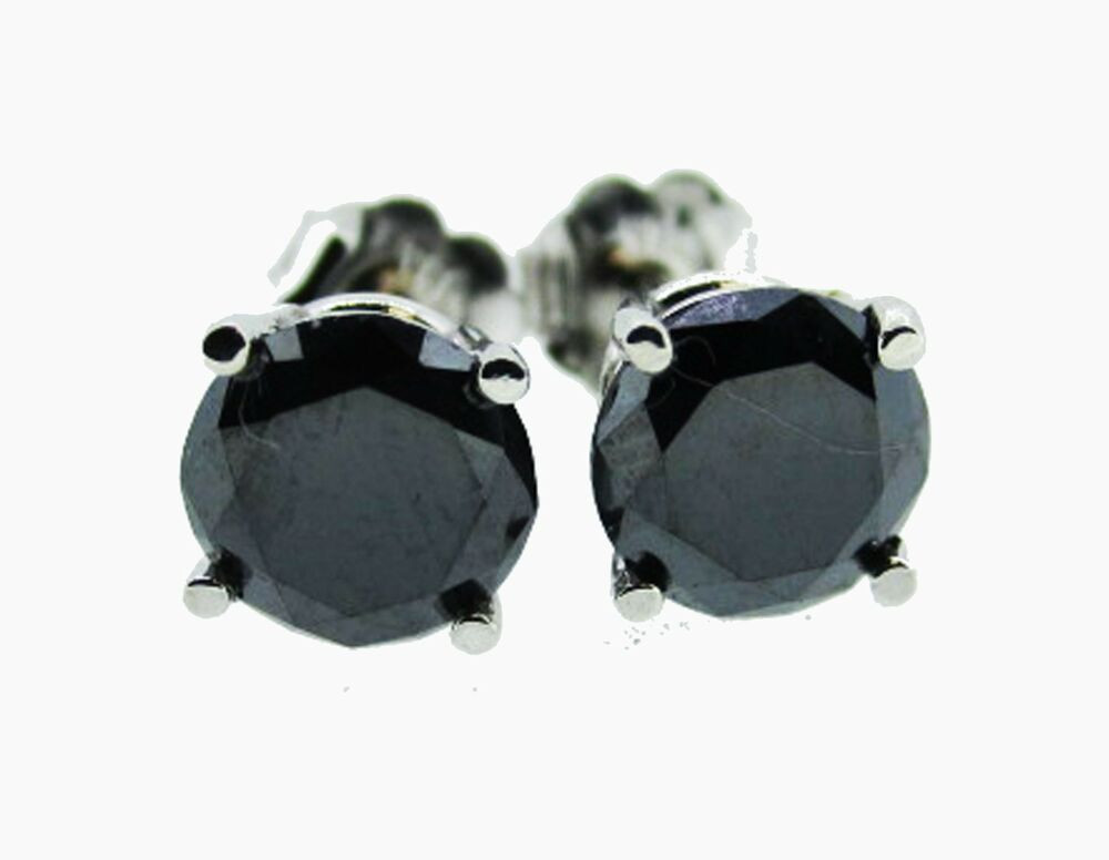 1 Carat Black Diamond Earrings
 2 Carat BLACK DIAMOND STUD EARRING 14K WHITE GOLD