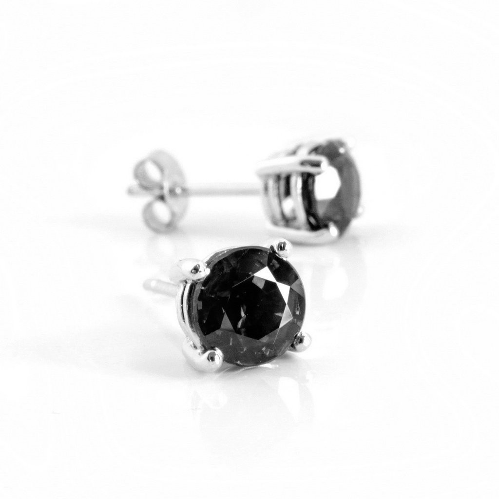1 Carat Black Diamond Earrings
 1 00ct e Carat Black Diamond Studs in Sterling Silver