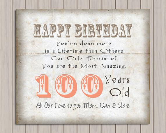 100 Year Old Birthday Gift Ideas
 100th Birthday 100 Years Old Birthday Gift Gift from