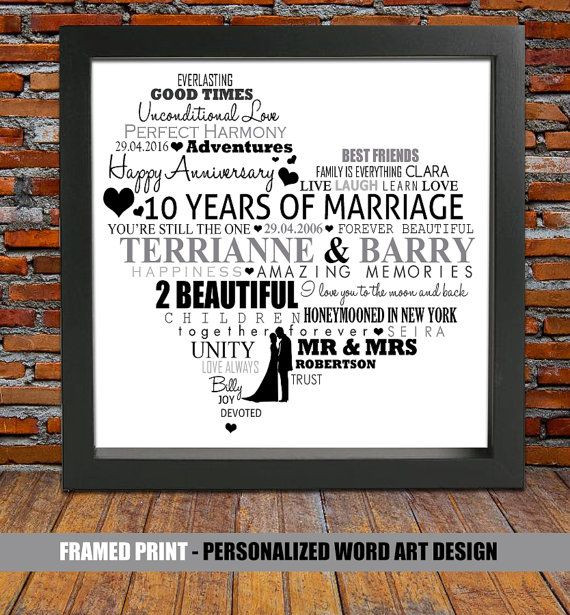 10Th Anniversary Gift Ideas For Couples
 Personalized 10th wedding anniversary 10 year by