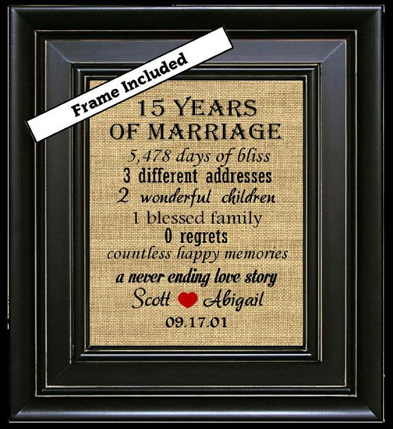 15 Wedding Anniversary Gift Ideas
 FRAMED 15th Anniversary Gift for couple 15th Anniversary