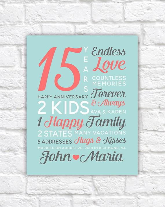 15 Wedding Anniversary Gift Ideas
 Personalized Anniversary Gifts Wedding Date Canvas Art 15th
