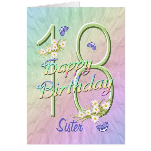 18Th Birthday Gift Ideas For Sister
 Sister 18th Birthday Butterfly Garden Card