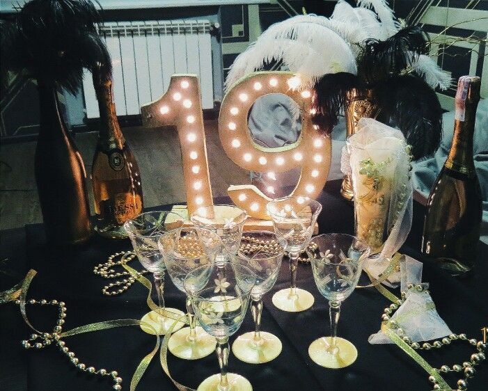 19th Birthday Party Ideas
 Great Gatsby party decorations black and gold decorations
