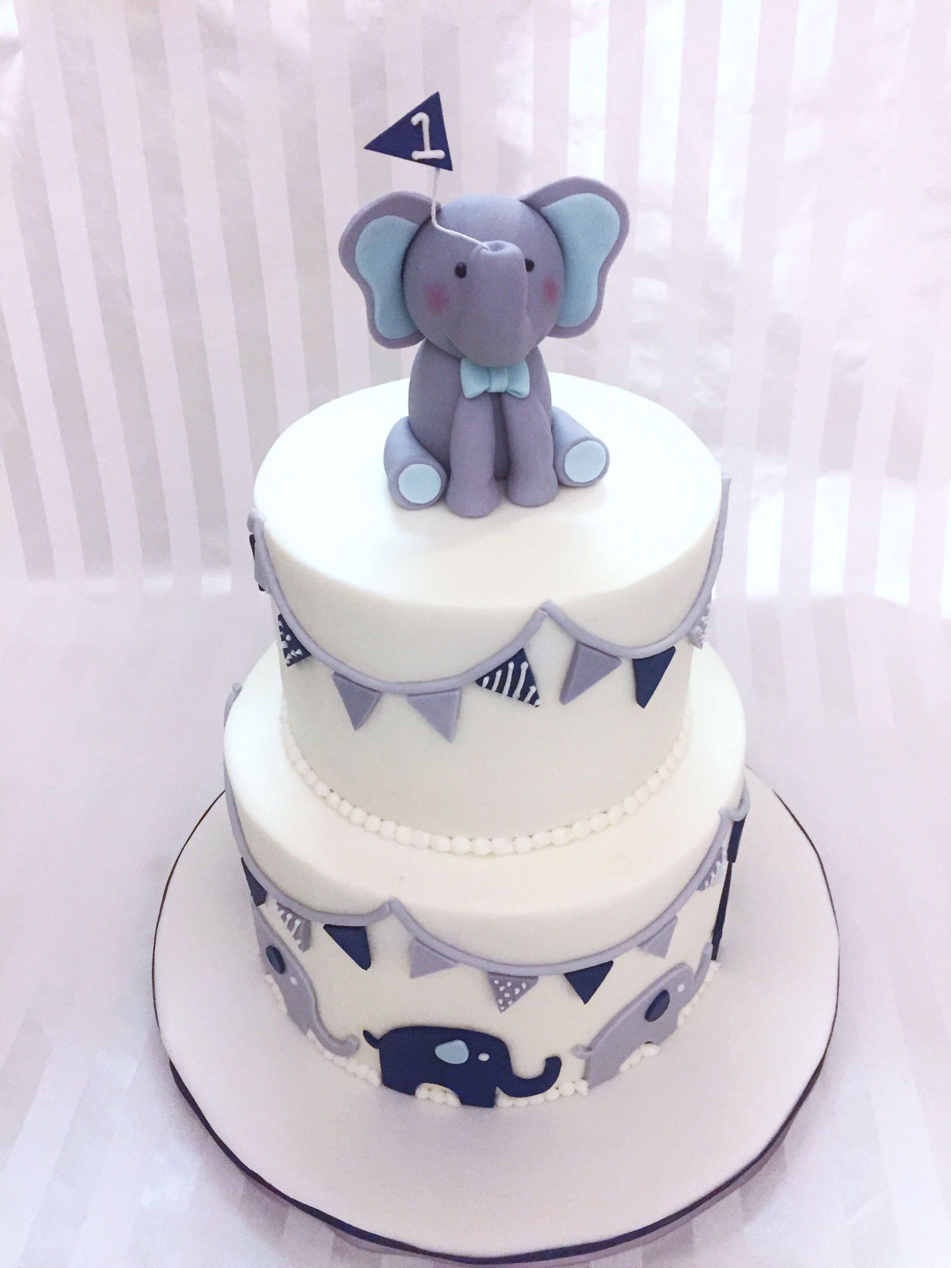 1st Birthday Cake Boy
 Baby Boy Elephant 1st Birthday Cake