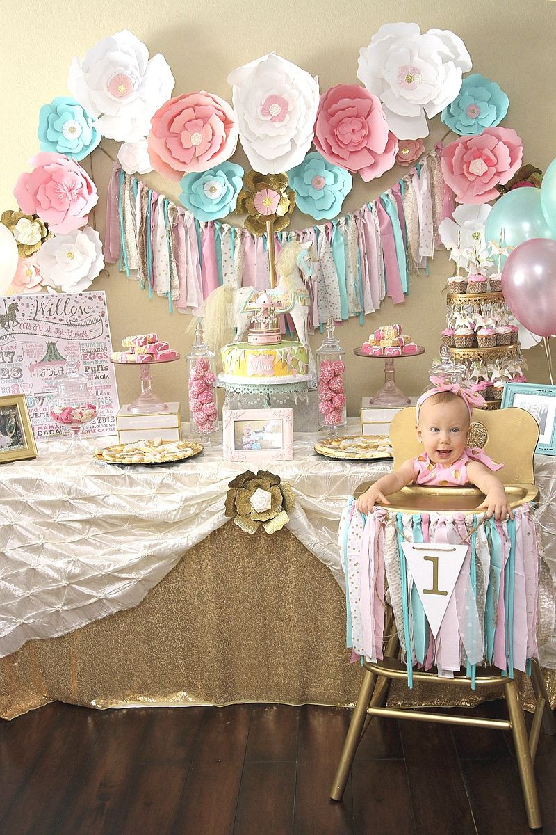 1St Birthday Gift Ideas For Daughter
 A Pink & Gold Carousel 1st Birthday Party