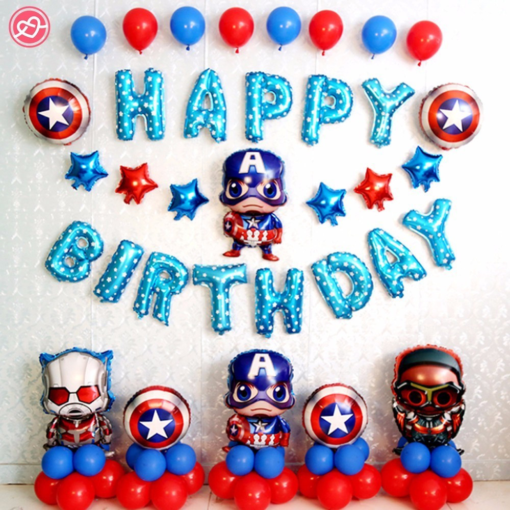 1St Birthday Party Themes For Baby Boy
 Super Hero Captain America theme foil balloons baby boy