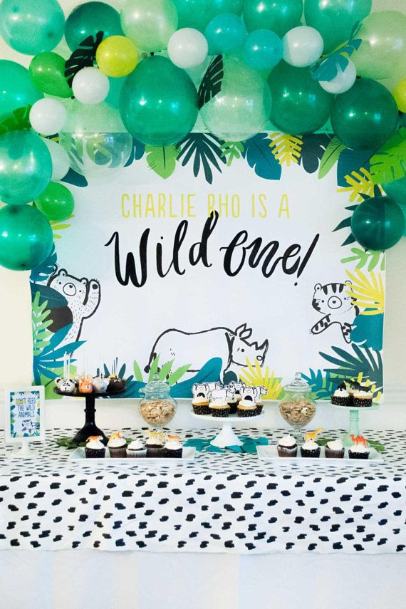 1St Birthday Party Themes For Baby Boy
 Balloon Garland Kit In the Jungle Shades of Green