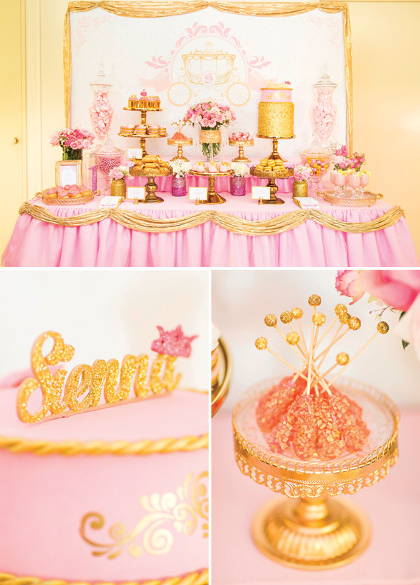 1st Birthday Princess Decorations
 Royal Princess 1st Birthday Party Dessert Table Pink