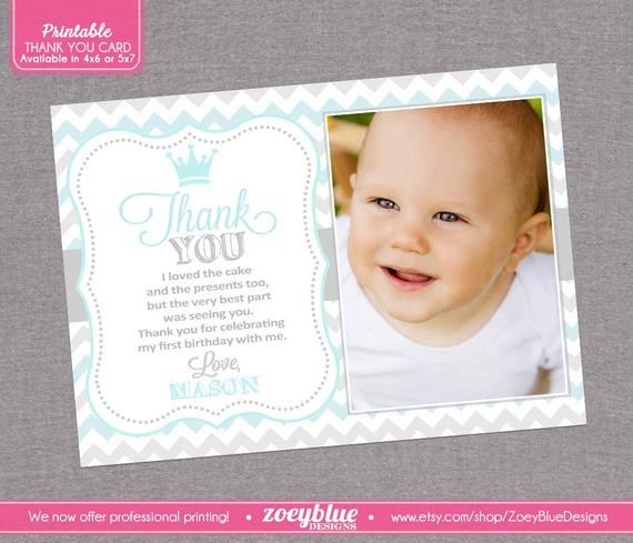 1st Birthday Thank You Cards
 Prince Birthday Thank You Card 1st Boy First by