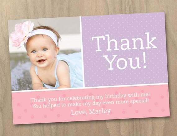 1st Birthday Thank You Cards
 Items similar to Thank You Card Baby Girl First