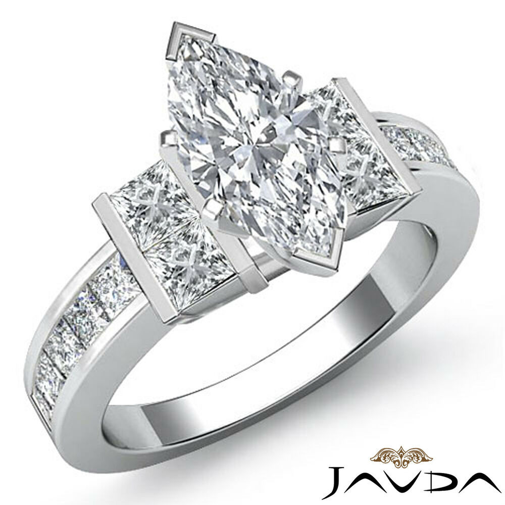 2 Ct Diamond Engagement Ring
 Dazzling Marquise Diamond Channel Engagement Ring GIA F