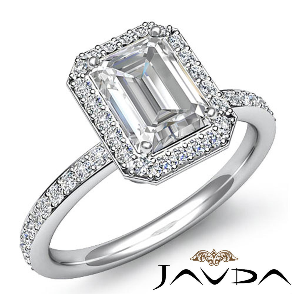2 Ct Diamond Engagement Ring
 Emerald Cut Diamond Halo Vintage Engagement Ring GIA G SI1