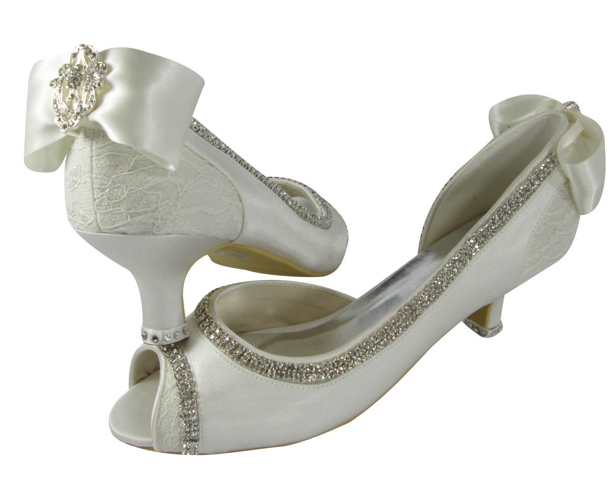 2 Inch Heel Wedding Shoes
 Ivory Wedding Heels Bridal Shoes 2 inch 3 5 4 5 Peep Toe