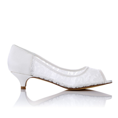2 Inch Heel Wedding Shoes
 Peep Toe Low Heel 2 inch White Wedding Shoes For Women