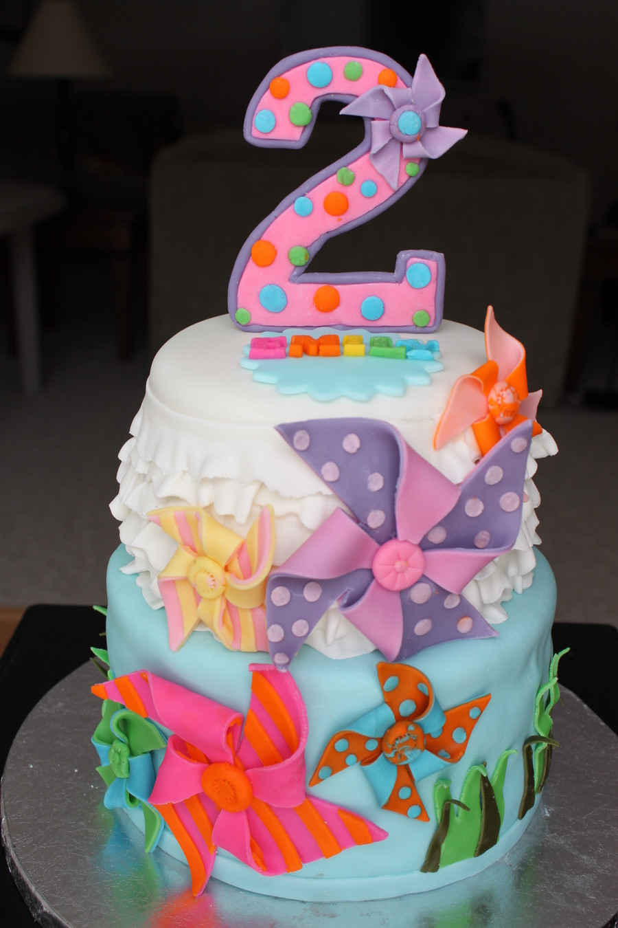 2 Year Old Birthday Cake
 Pinwheel Ruffle Cake For A Special Two Year Old Girl