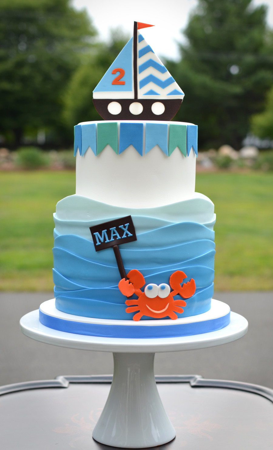 2 Year Old Birthday Cake
 Fun 2 Year Old Birthday Cake With Waves Sailboat And Crab