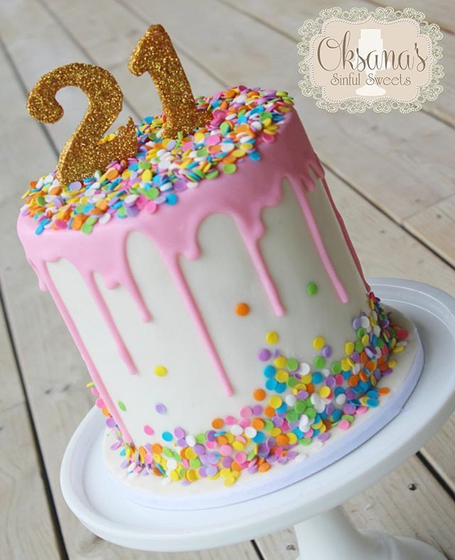 21 Birthday Cake Ideas
 How fun is this colorful 21st birthday cake