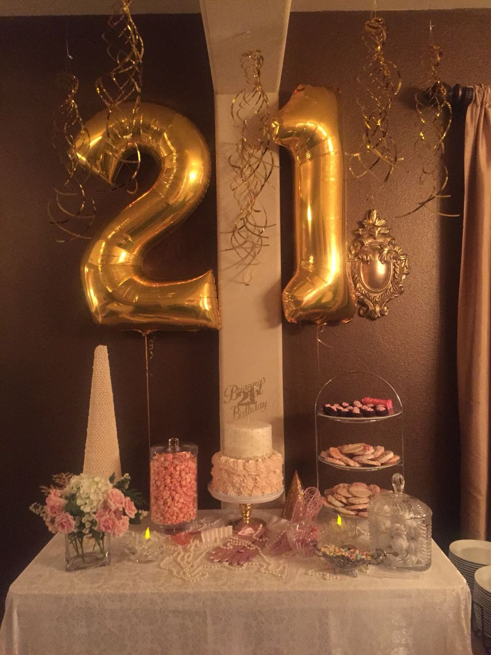 21st Birthday Decoration Ideas
 Pink and Gold 21st Birthday Celebration