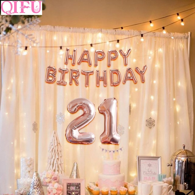 21st Birthday Decoration Ideas
 QIFU 32 inch 21 Happy Birthday Balloons Rose Gold 21st