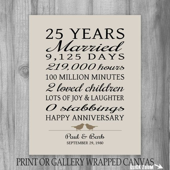 25Th Wedding Anniversary Gift Ideas For Friends
 25 Year Anniversary Gift 25th Anniversary Art Print