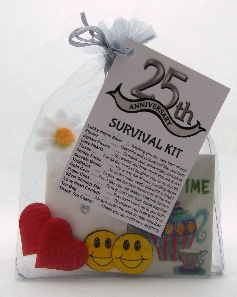 25Th Wedding Anniversary Gift Ideas For Friends
 25th Silver Wedding Anniversary SURVIVAL KIT Novelty Gift