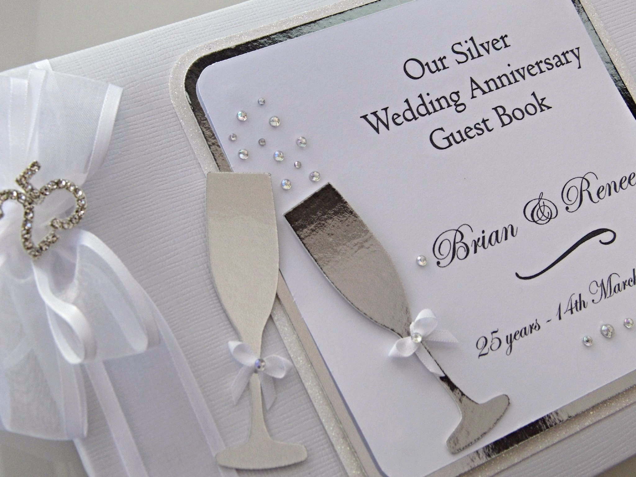 25th Wedding Anniversary Guest Book
 Silver Wedding Anniversary Guest Book Personalised