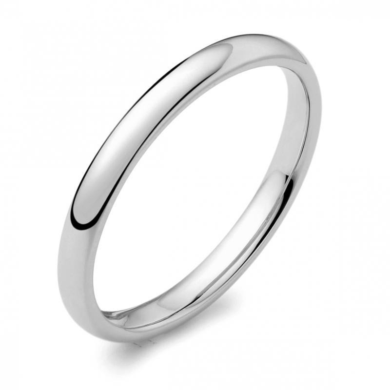 2mm Platinum Wedding Band
 Womens Platinum 2mm D shape Wedding Ring