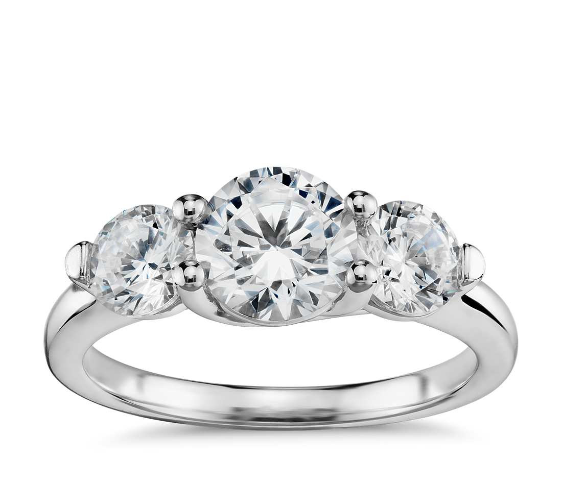 3 Stone Diamond Engagement Rings
 Three Stone Petite Trellis Diamond Engagement Ring in 14k