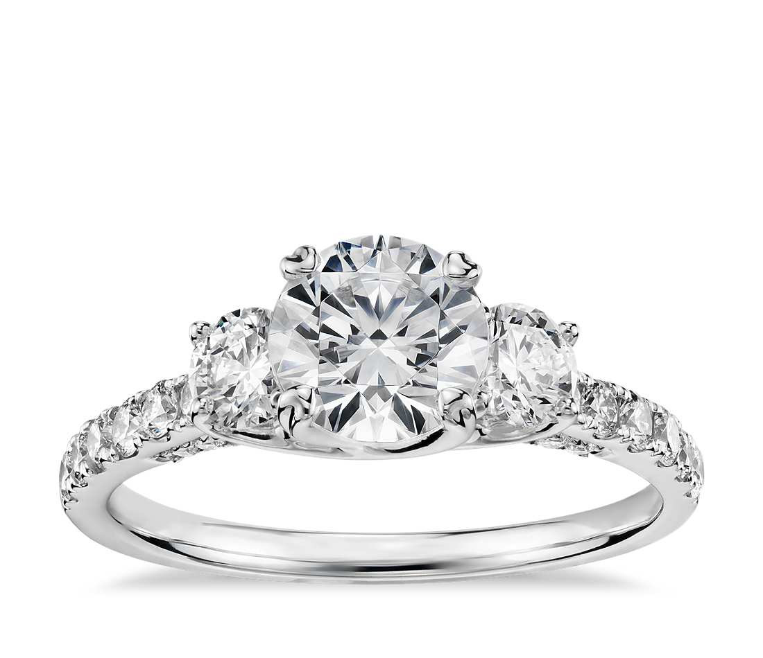 3 Stone Diamond Engagement Rings
 Truly Zac Posen Three Stone Trellis Diamond Engagement