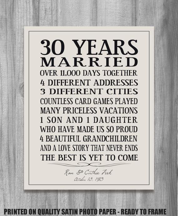 30 Year Anniversary Quotes
 Personalized Anniversary Gift Our Story Time Line Family Life