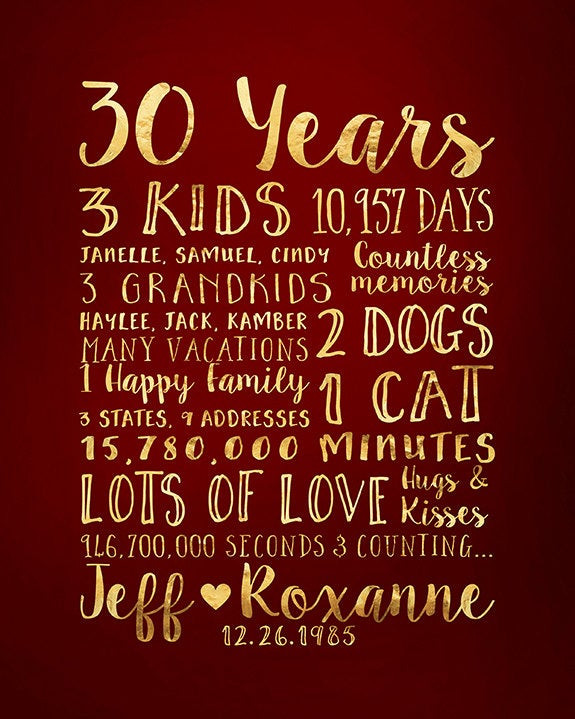 30 Year Anniversary Quotes
 30 Year Anniversary Gift Gift for Parents Anniversary