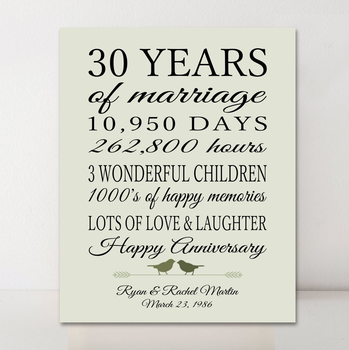 30 Year Anniversary Quotes
 30th Anniversary Gift Personalized Gift 30 Years Married Gift