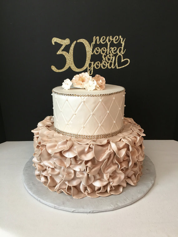 30th Birthday Cake
 ANY NUMBER Gold Glitter 30th Birthday Cake Topper 30 Never