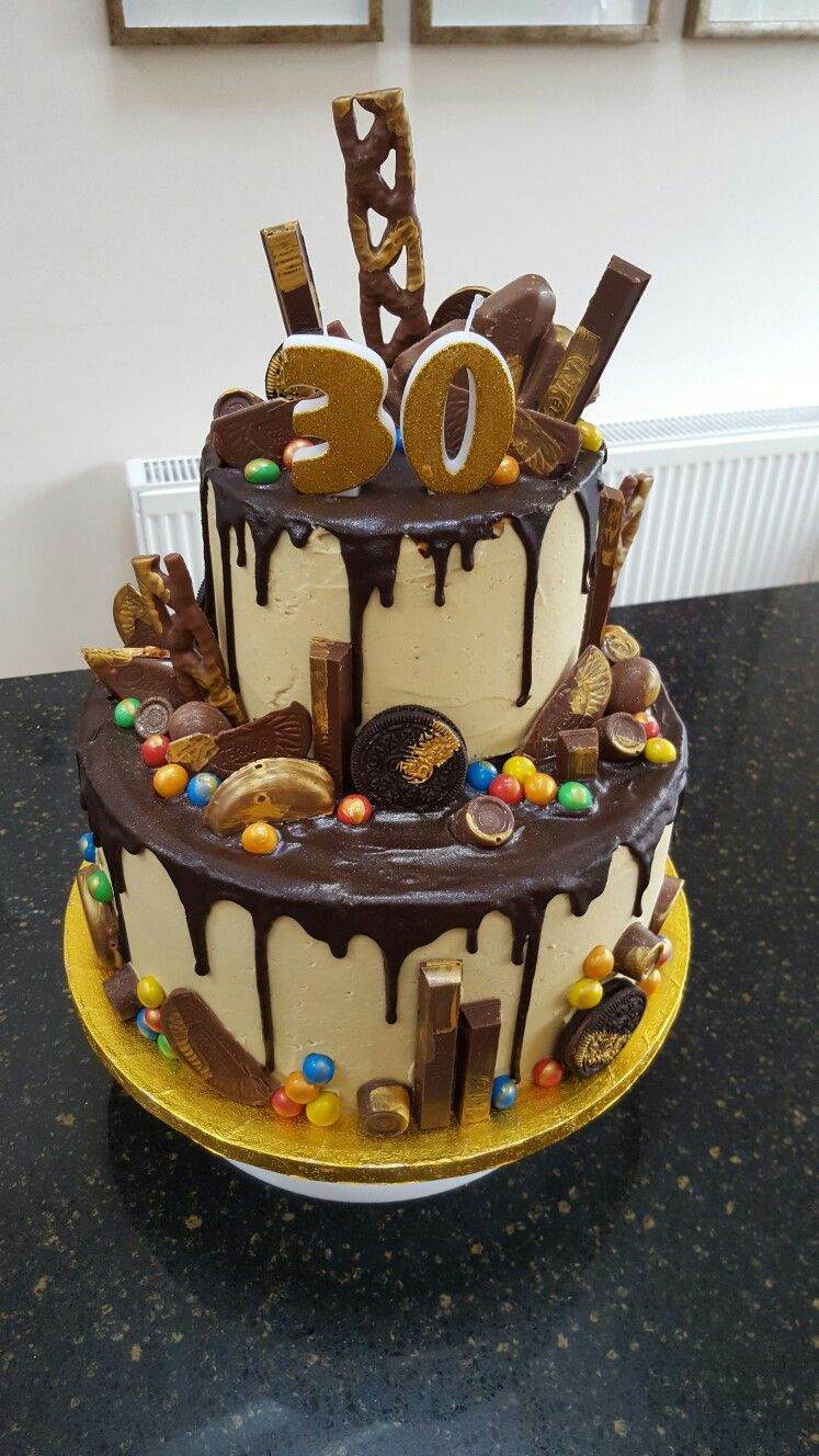 30th Birthday Cake Ideas
 Two tier chocolate drip 30th birthday cake