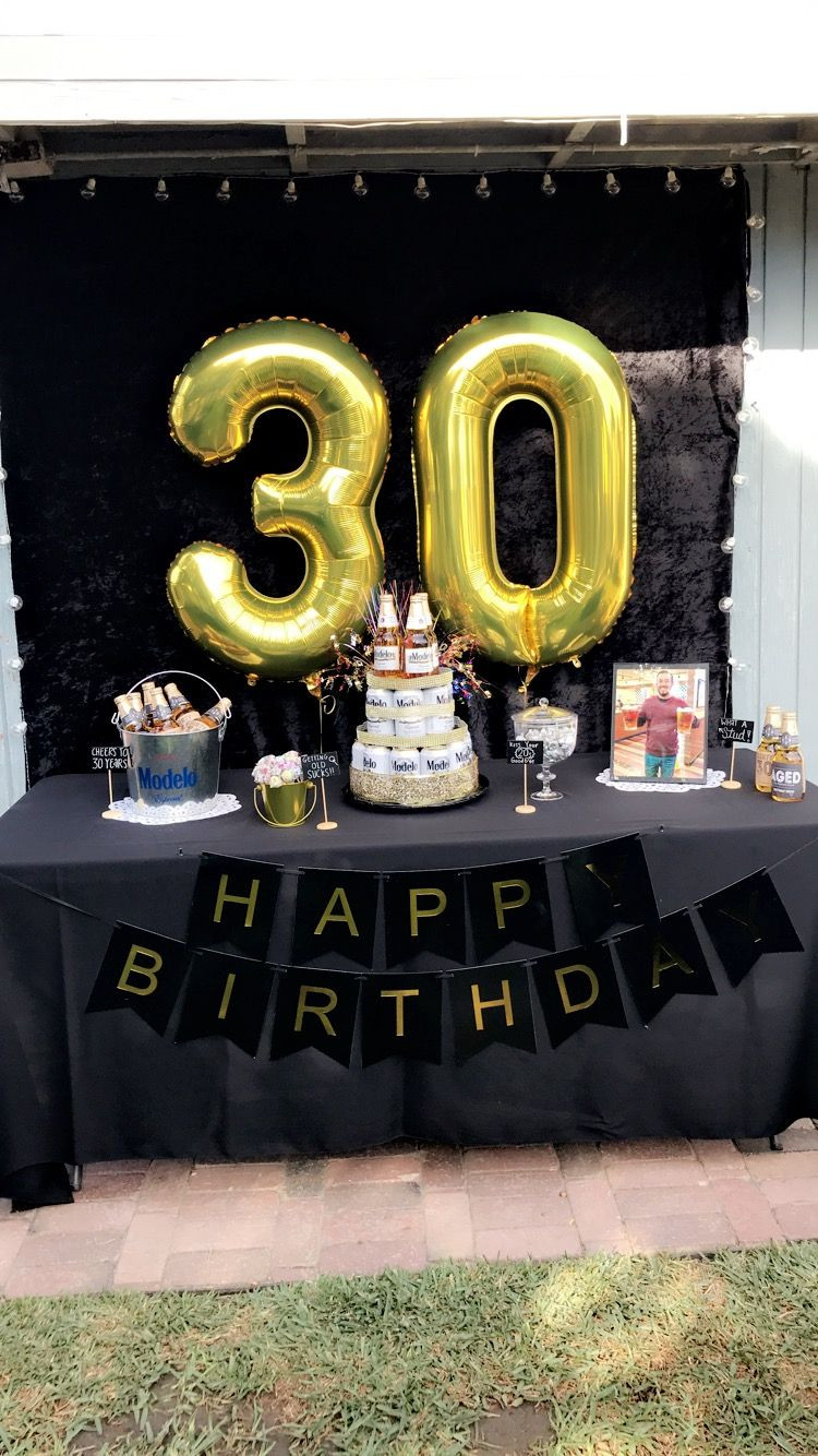30th Birthday Decorations For Men
 30th birthday party ideas men black and gold party beer
