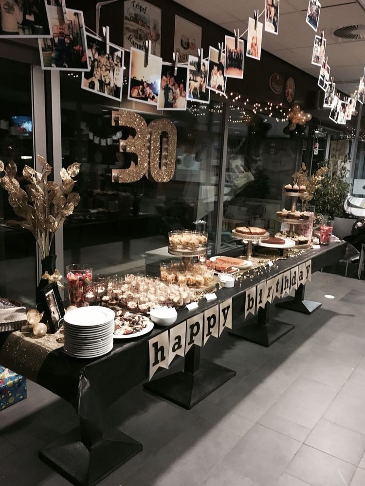 30th Birthday Decorations For Men
 Dessertbuffet black & gold Party Ideas in 2019