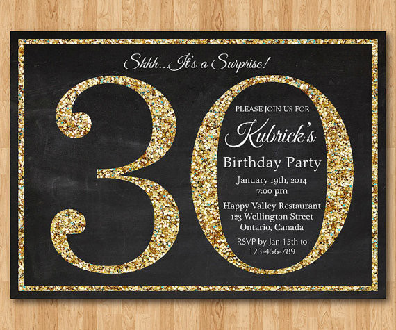 30th Birthday Invitation Wording
 30th birthday invitation Gold Glitter Birthday Party invite