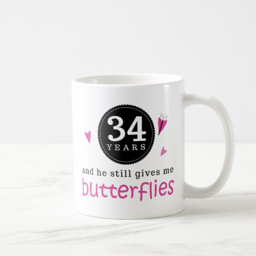 34Th Wedding Anniversary Gift Ideas
 Gift For 34th Wedding Anniversary Butterfly Coffee Mug